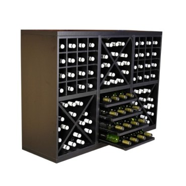 Botellero Serie Merlot Composición 652031 – Modular Bajo, Acabado Negro Soft, 126x90x39 cm