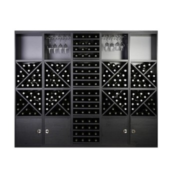 Botellero Serie Merlot Composición 654051 – Modular de Gran Formato, Acabado Negro Soft, 210x174x39 cm