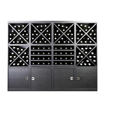 Botellero Serie Merlot Composición 653043 – Modular, Acabado Negro Soft, 168x132x39 cm