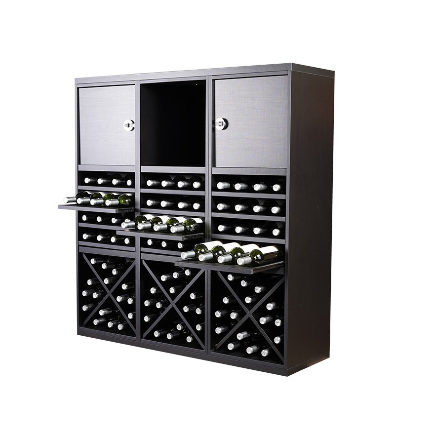 Botellero Merlot 653031 – Composición modular 126x132x39 cm, negro soft