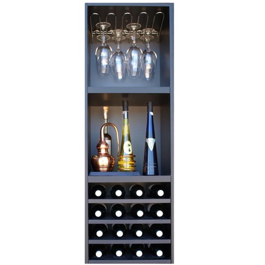 Botellero Serie Merlot 634021 | 16 Botellas, 12 Copas y Accesorios – Negro Soft