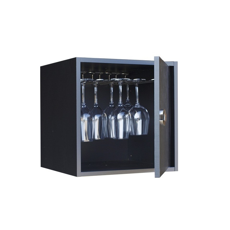 Botellero Serie Merlot para 12 Copas | Modular Negro Soft 42x42 cm