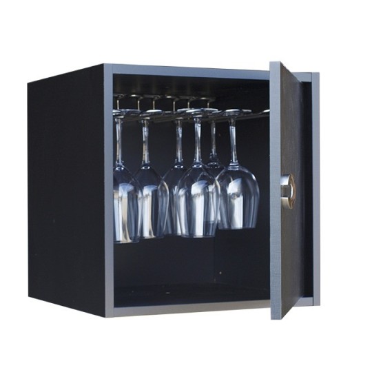 Botellero Serie Merlot para 12 Copas | Modular Negro Soft 42x42 cm