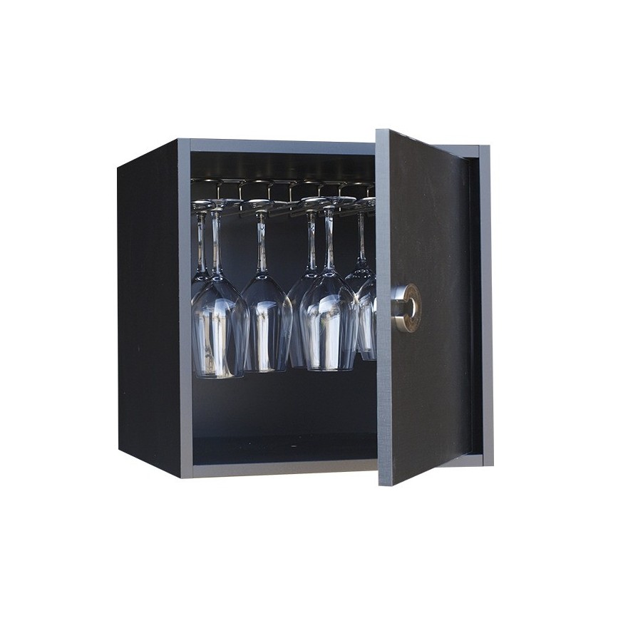 Botellero Serie Merlot para 12 Copas | Modular Negro Soft 42x42 cm