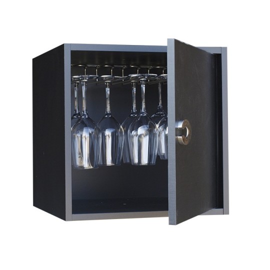 Botellero Serie Merlot para 12 Copas | Modular Negro Soft 42x42 cm