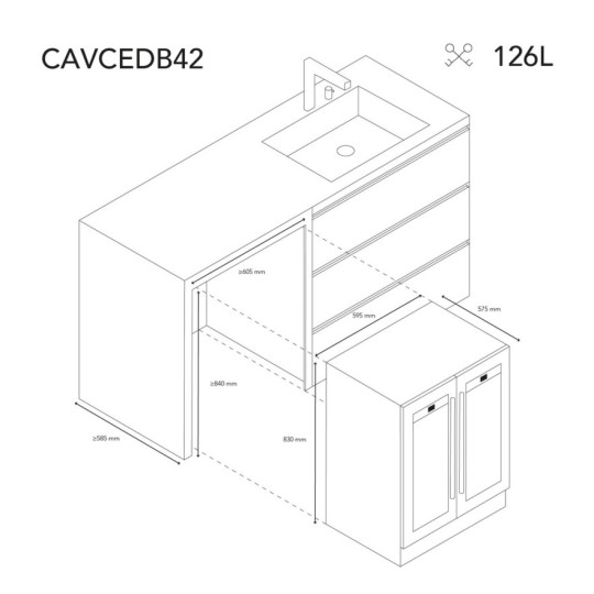 Vinoteca Integrable CAVCEDB42 – 42 Botellas, 2 Puertas y Zonas