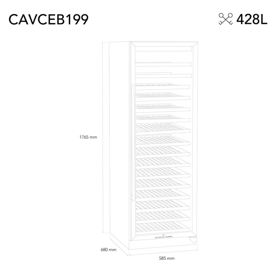 Vinoteca encastrable CAVCEB199 – 199 Botellas, 16 Baldas, Bajo Consumo