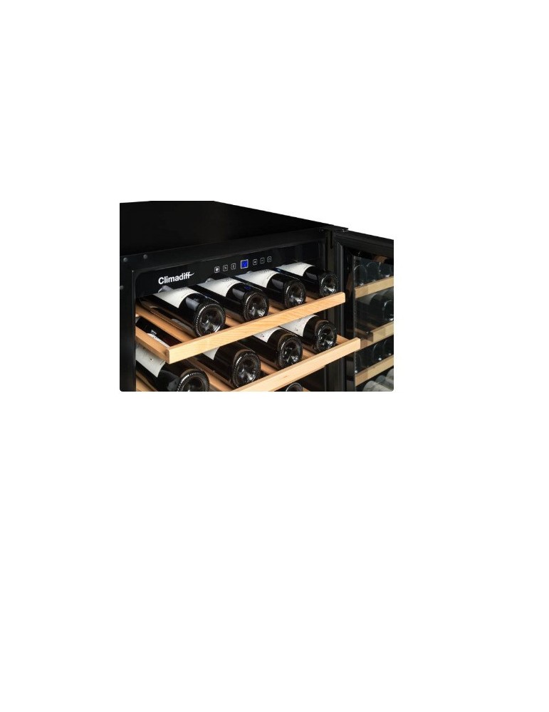 Vinoteca bajo encimera 2 zonas temperaturas Negra 51 botellas Climadiff CBU50D2B
