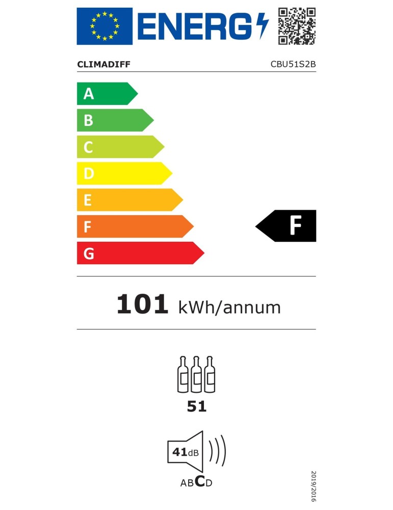 Vinoteca bajo encimera 2 zonas temperaturas Negra 51 botellas Climadiff CBU50D2B