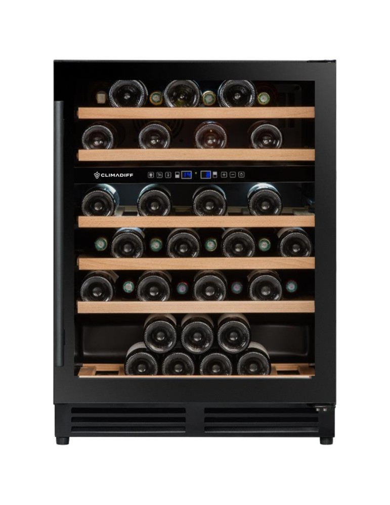 Vinoteca bajo encimera 2 zonas temperaturas Negra 51 botellas Climadiff CBU50D2B