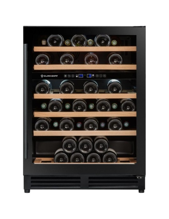 Vinoteca bajo encimera 2 zonas temperaturas Negra 51 botellas Climadiff CBU50D2B