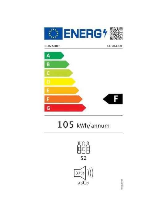Vinoteca negra libre instalación compresor  52 botellas Climadiff CEPAGE52F