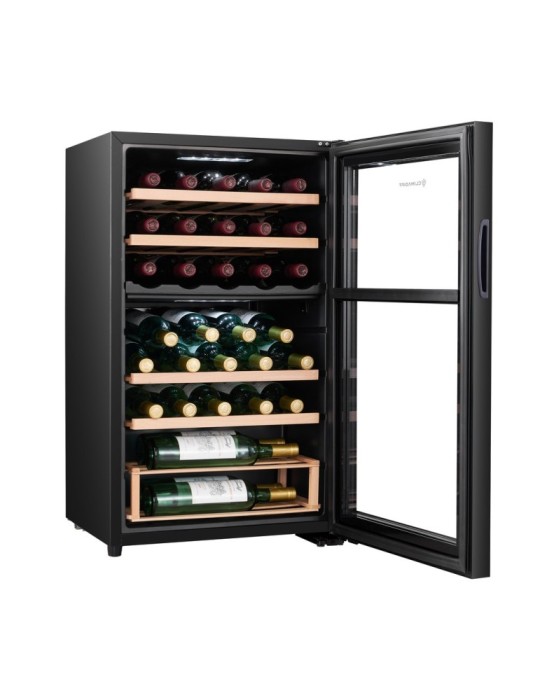 Vinoteca libre instalación negra compresor  2 zonas  33 botellas Climadiff CEPAGE33DZ