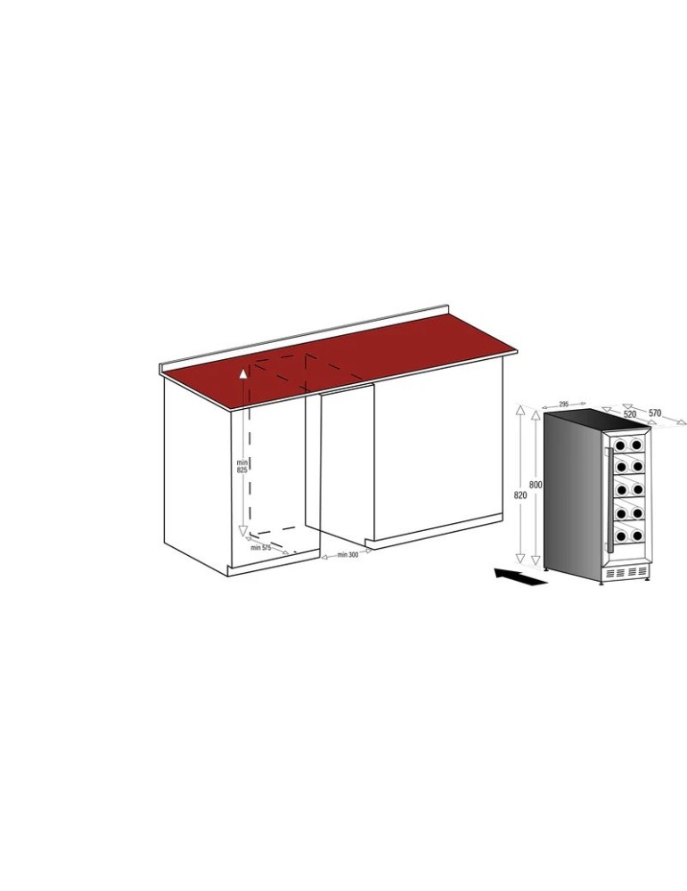 Vinoteca encastrable suelo 30 cm ancho 20 botellas Caviss SLEN120TBE5