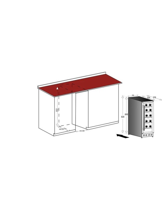 Vinoteca encastrable suelo 30 cm ancho 20 botellas Caviss SLEN120TBE5