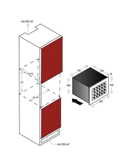 Vinoteca encastrable Caviss SLEN132TBE4 | 32 botellas, columna, doble cristal