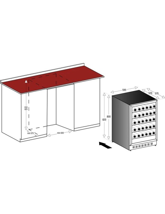 Vinoteca encastrable Caviss CLEN246TBE4 | 45 botellas, 2 zonas, bajo encimera