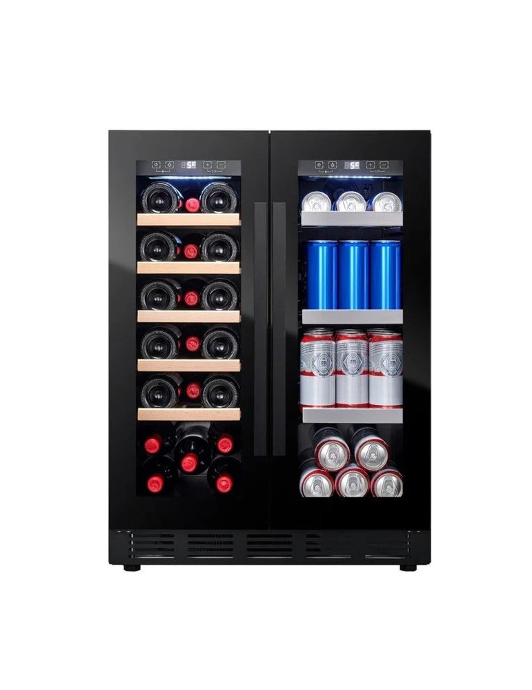 Cavin Arctic Collection 60D Duo | Vinoteca + Refrigerador 20 Botellas y 55 Latas | Full Glass Black