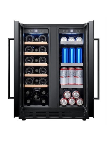 Cavin Arctic Collection 60D Duo | Vinoteca + Refrigerador 20 Botellas y 55 Latas | Full Glass Black 2