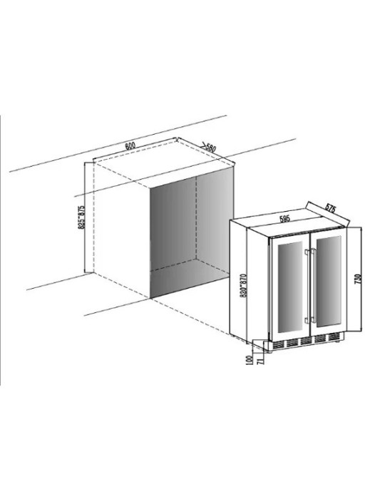 Cavin Arctic Collection 60D Duo | Vinoteca + Refrigerador 20 Botellas y 55 Latas | Full Glass Black