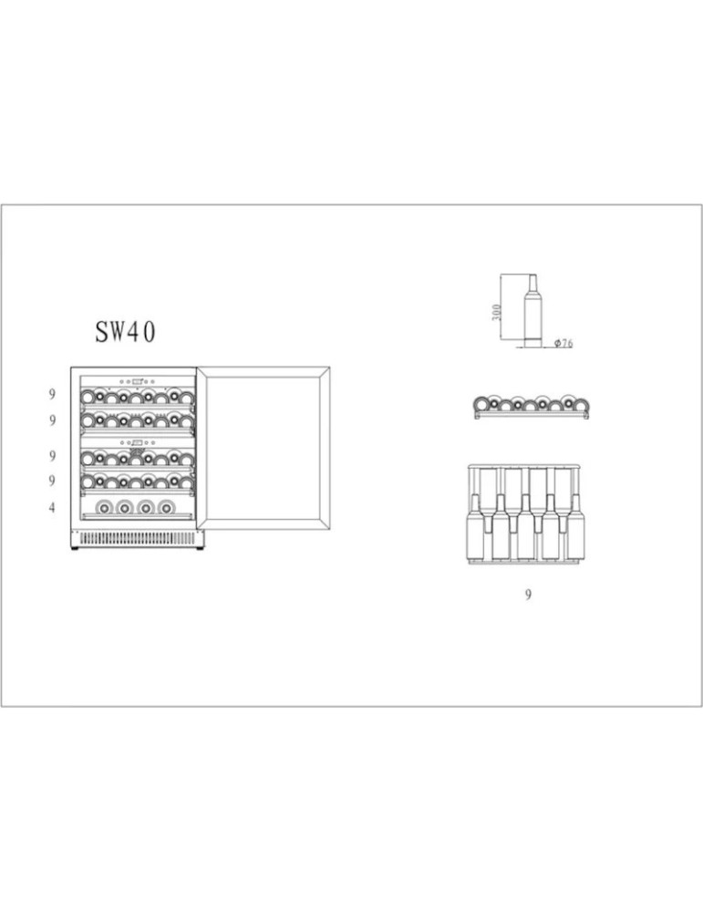 Vinoteca encastrable 40 botellas 2 zonas | Cavin Scandinavian Collection 40 Fullglass Black