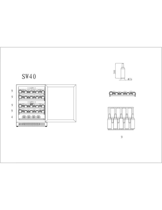 Vinoteca encastrable 40 botellas 2 zonas | Cavin Scandinavian Collection 40 Fullglass Black