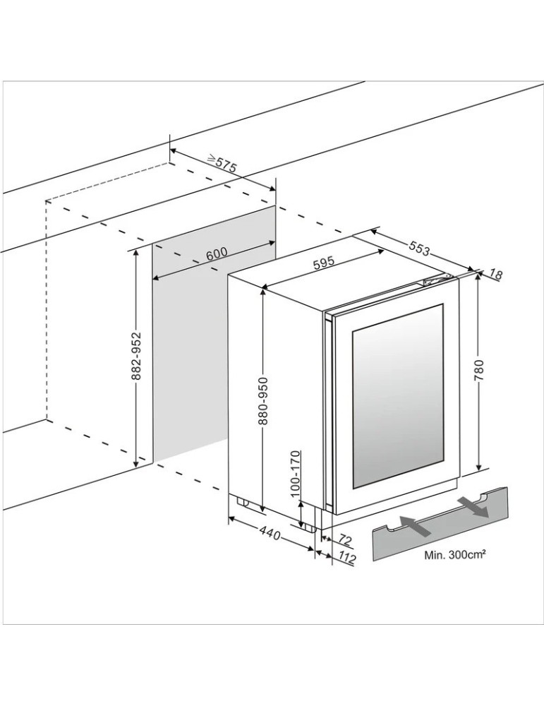 Vinoteca panelable doble zona 53 botellas | WineCave Exclusive 780 60D