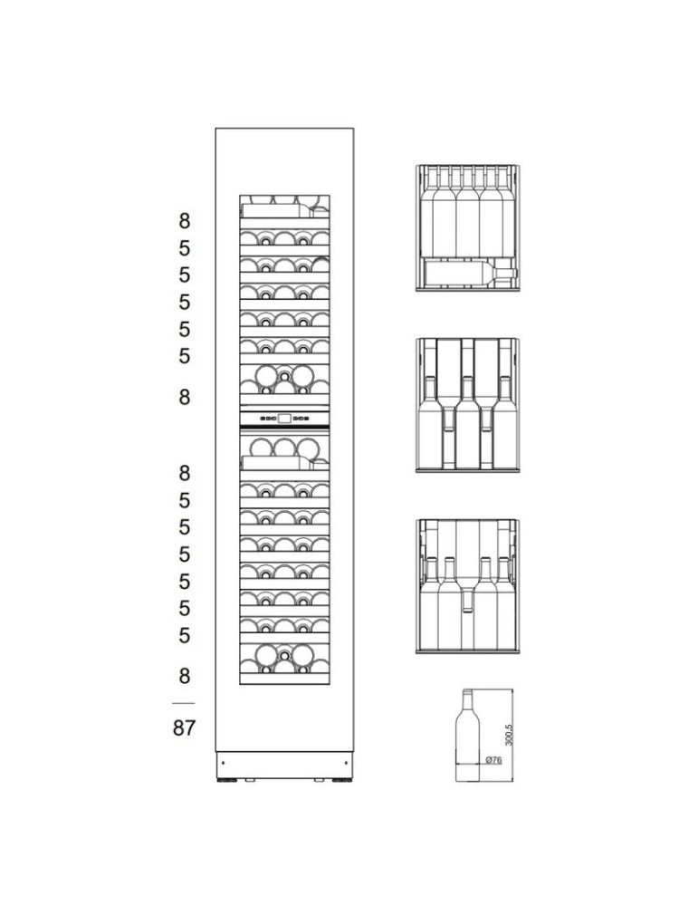 Vinoteca encastrable panelable mQuvée EDGE 45D – 87 botellas y doble zona