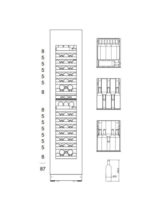 Vinoteca encastrable panelable mQuvée EDGE 45D – 87 botellas y doble zona