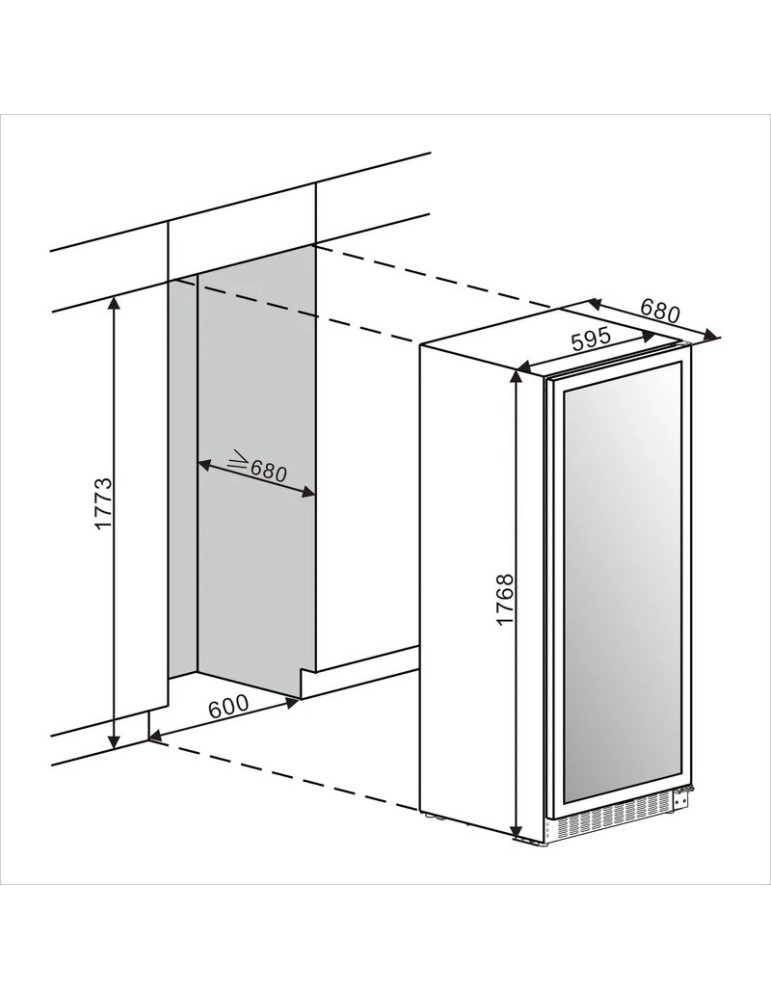 Vinoteca alta capacidad Encastrable puerta opaca 226 Botellas mQuvée WineStore 226 Solid Black