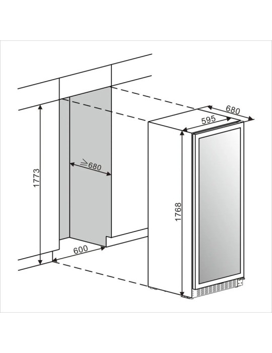 Vinoteca alta capacidad Encastrable puerta opaca 226 Botellas mQuvée WineStore 226 Solid Black