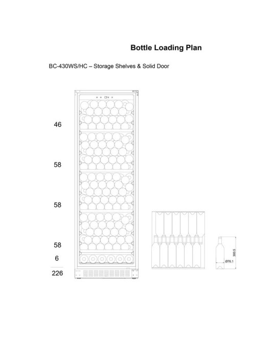 Vinoteca alta capacidad Encastrable puerta opaca 226 Botellas mQuvée WineStore 226 Solid Black