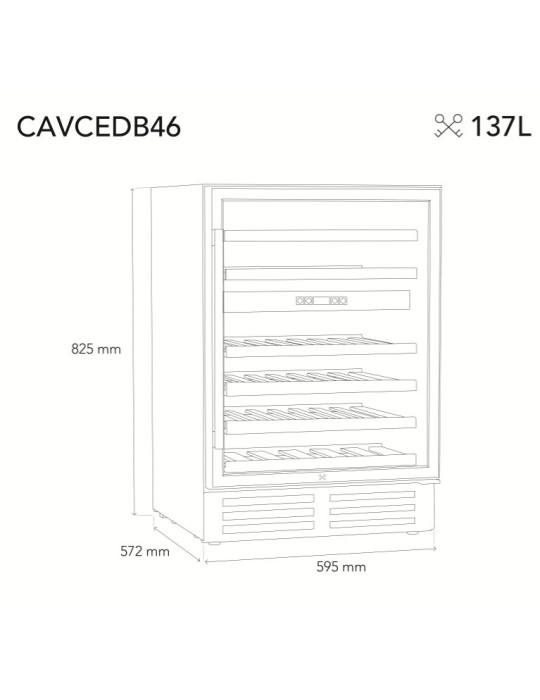 Vinoteca Les Petits Champs encastrable CAVCEDB46 – 46 botellas, 2 zonas