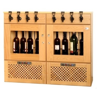 Dispensador de Vino MIXTER – 8 Grifos, Dos Temperaturas Independientes y Acabado Roble