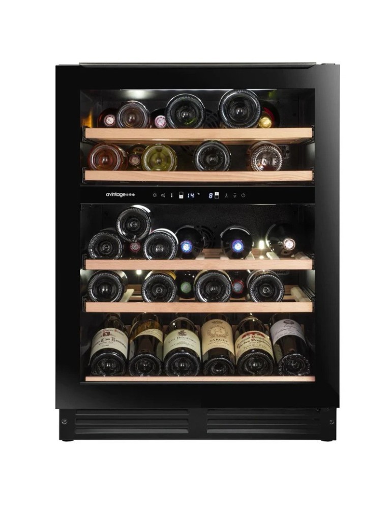Vinoteca Avintage AVU51D82 – Negra Integrable 44 Botellas, 2 Zonas de Temperatura