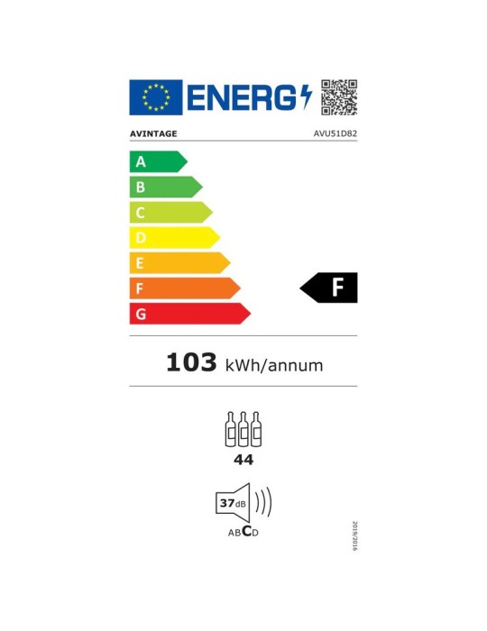Vinoteca Avintage AVU51D82 – Negra Integrable 44 Botellas, 2 Zonas de Temperatura