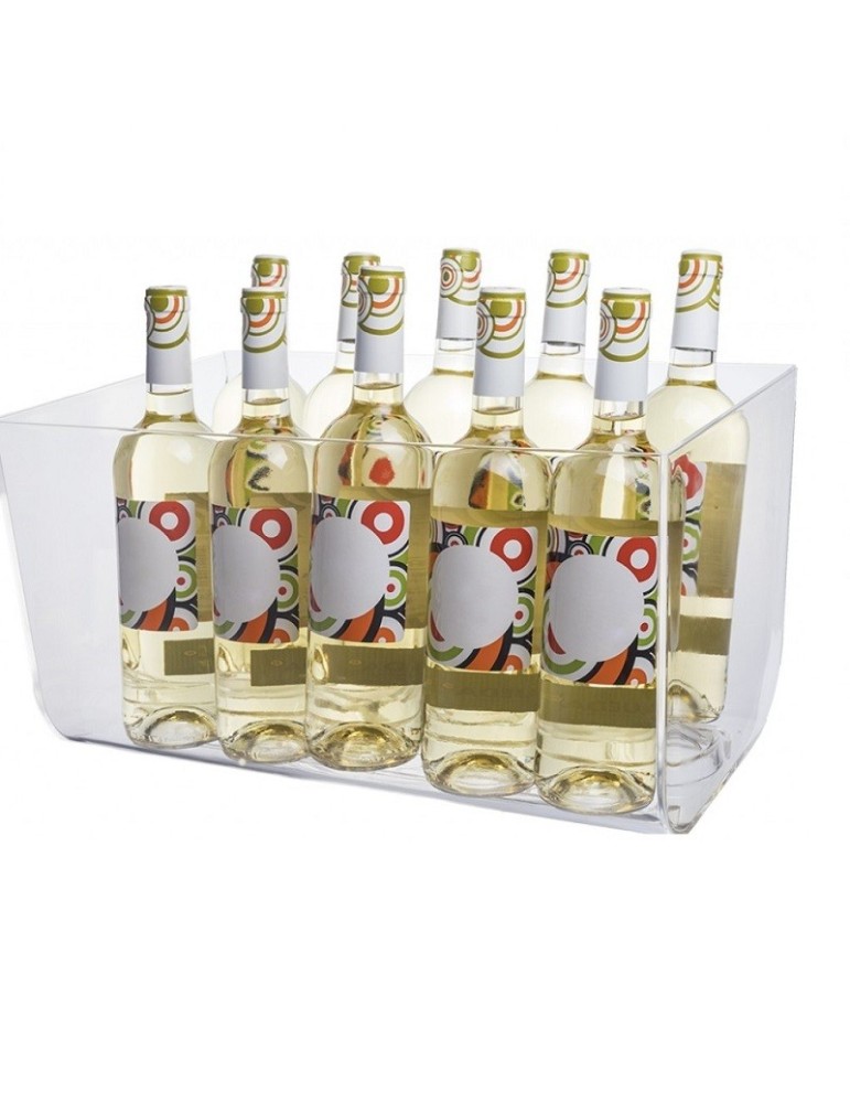 Cubitera Station Acrílica con Separadores – Transparente para 8–10 Botellas