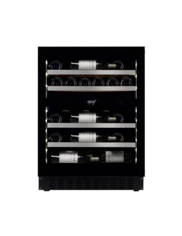 Vinoteca mQuvée WineCave Exclusive 700 60D Fullglass Black Push/Pull – 31 Botellas, 2 Zonas, Encastrable Bajo Encimera