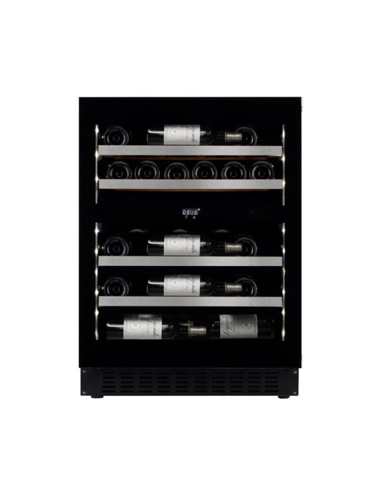 Vinoteca mQuvée WineCave Exclusive 700 60D Fullglass Black Push/Pull – 31 Botellas, 2 Zonas, Encastrable Bajo Encimera