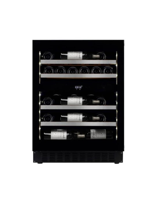 Vinoteca mQuvée WineCave Exclusive 700 60D Fullglass Black Push/Pull – 31 Botellas, 2 Zonas, Encastrable Bajo Encimera