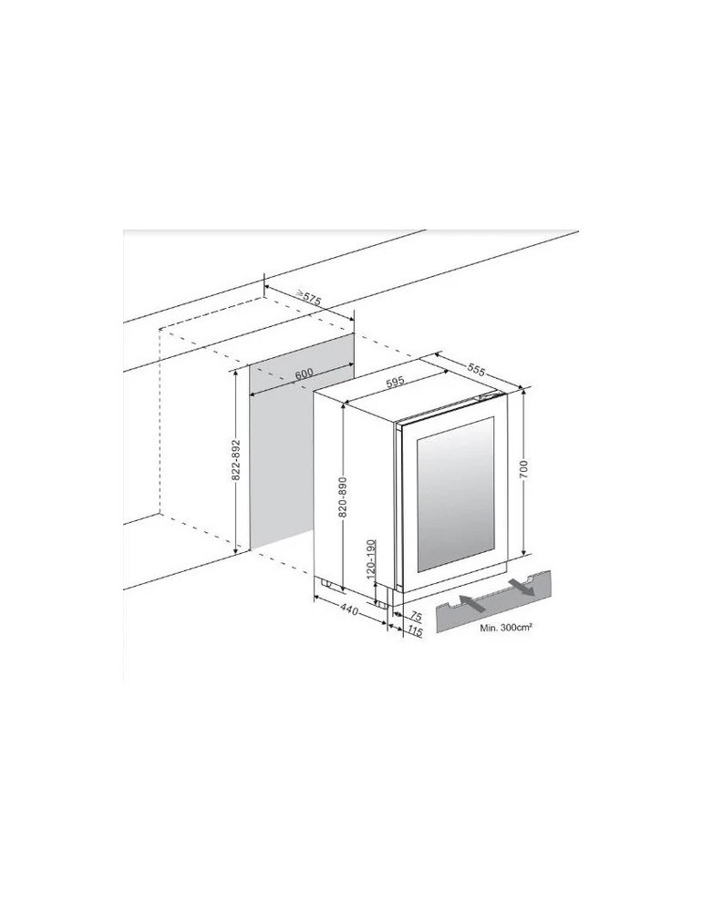 Vinoteca mQuvée WineCave Exclusive 700 60D Fullglass Black Push/Pull – 31 Botellas, 2 Zonas, Encastrable Bajo Encimera