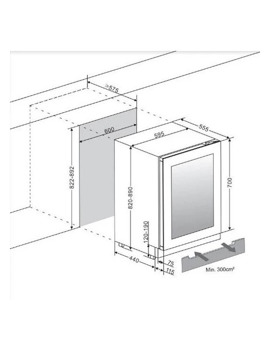 Vinoteca mQuvée WineCave Exclusive 700 60D Fullglass Black Push/Pull – 31 Botellas, 2 Zonas, Encastrable Bajo Encimera