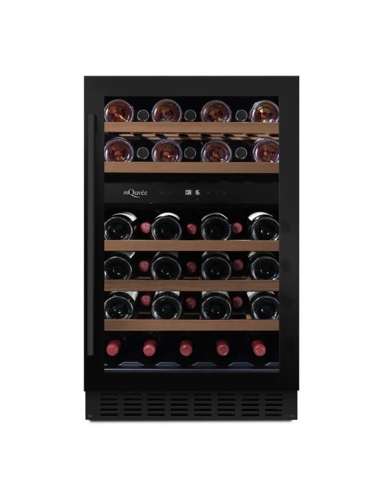 Vinoteca mQuvée WineCave 700 50D Anthracite Black – 38 Botellas, 2 Zonas, Encastrable Bajo Encimera