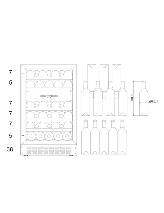 Vinoteca mQuvée WineCave 700 50D Anthracite Black – 38 Botellas, 2 Zonas, Encastrable Bajo Encimera