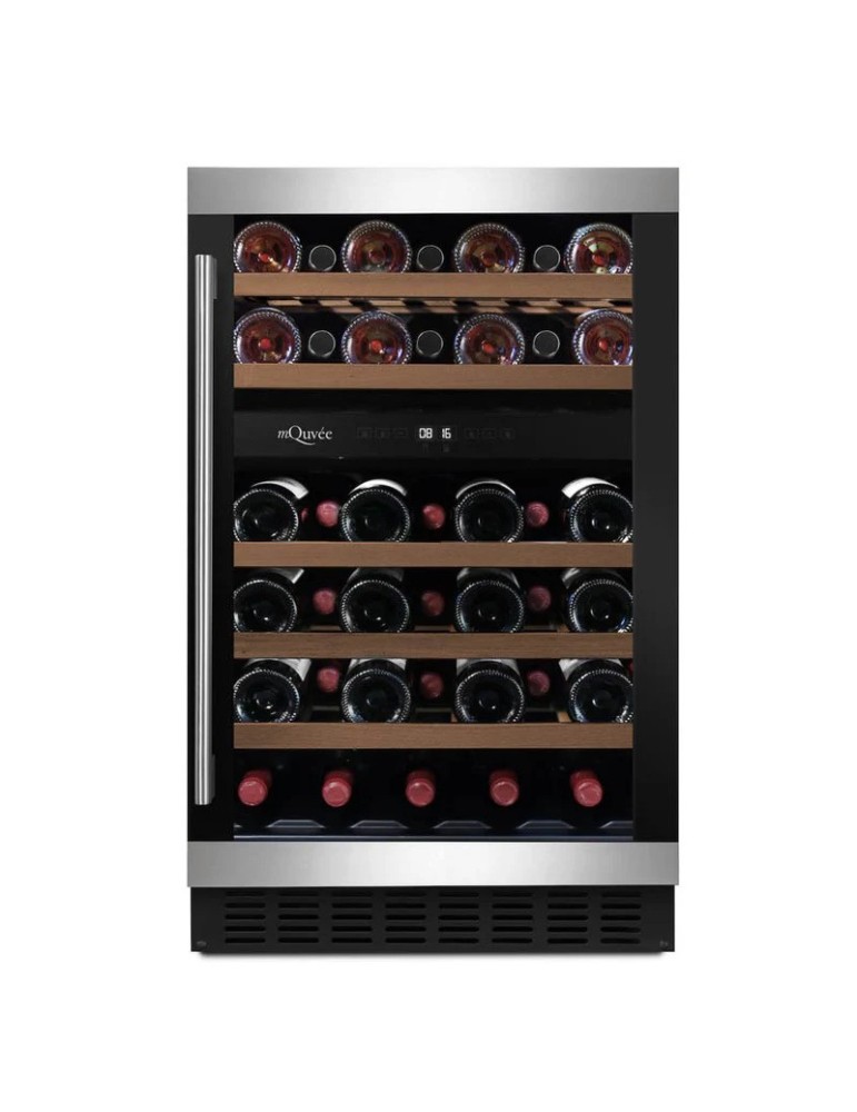 Vinoteca mQuvée WineCave 700 50D Modern – 38 Botellas, 2 Zonas, Encastrable Bajo Encimera