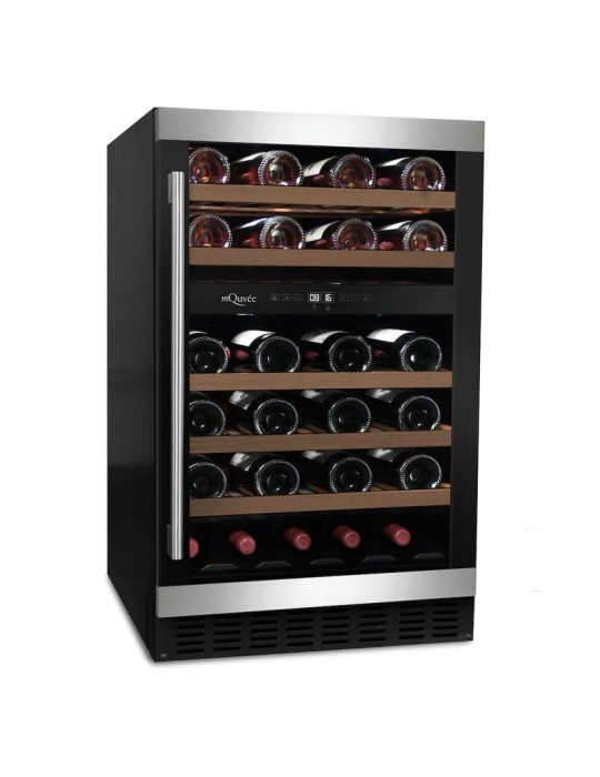 Vinoteca mQuvée WineCave 700 50D Modern – 38 Botellas, 2 Zonas, Encastrable Bajo Encimera