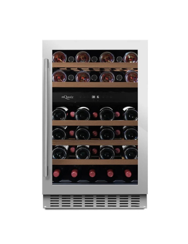 Vinoteca mQuvée WineCave 700 50D Stainless – 38 Botellas, 2 Zonas, Encastrable Bajo Encimera