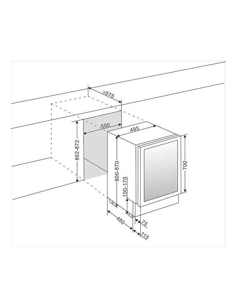 Vinoteca mQuvée WineCave 700 50D Stainless – 38 Botellas, 2 Zonas, Encastrable Bajo Encimera