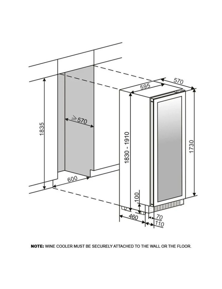 Vinoteca mQuvée WineCave 187 Label View – Encastrable Suelo, 117 Botellas, 2 Zonas