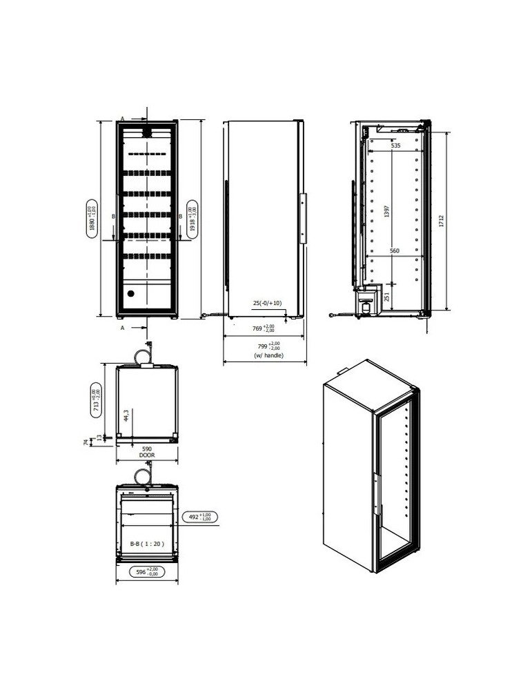 Vinoteca mQuvée WineStore 800 Glass – 210 Botellas, Humedad Regulable